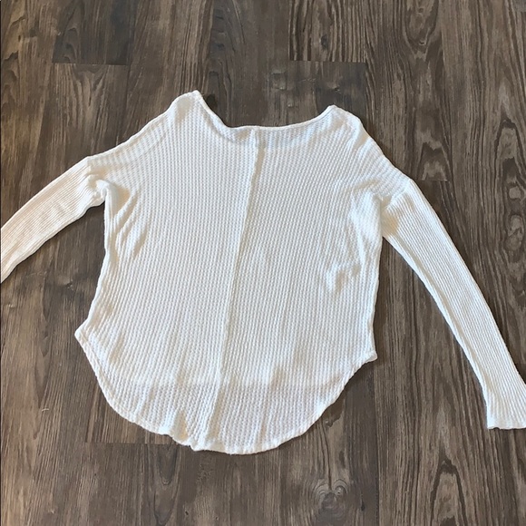 White Long Sleeve Waffle Tee - Picture 2 of 4